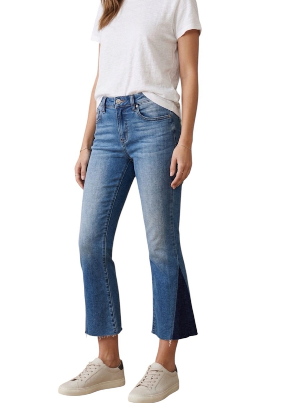 Miss Me Crop Slim Boot Medium Wash Panelled Bootcut Jeans
